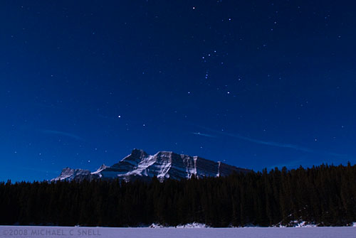 Orion over Johnson Lake, Banff